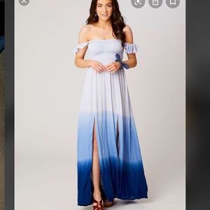 Blue ombré maxi dress/swimsuit cover